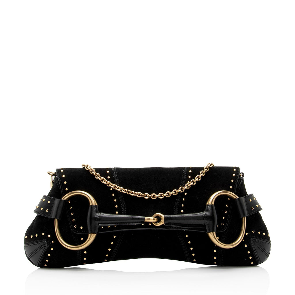 Gucci Suede Studded Horsebit Clutch (SHF-myTX76)
