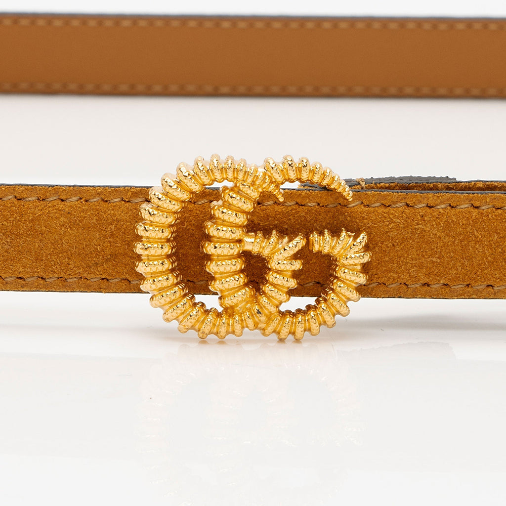 Gucci Suede Torchon GG Skinny Belt - Size 32 / 80 (SHF-mlHMGz)