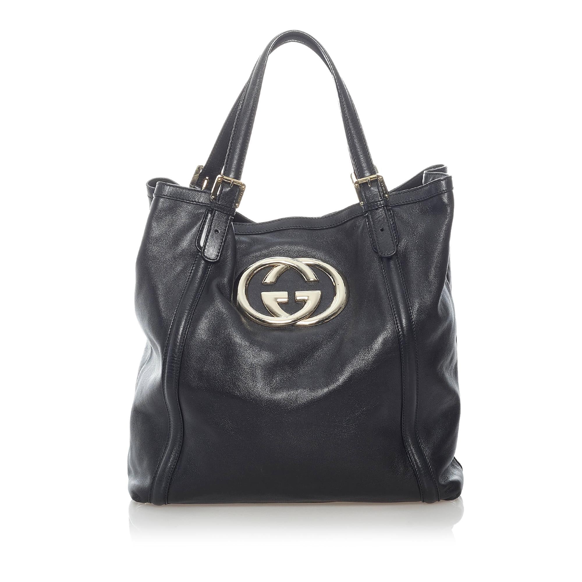 Gucci Web Britt Leather Tote Bag (SHG-31475)