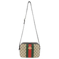 Gucci Beige GG Monogram Canvas Bee Web Camera Bag