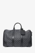 Gucci Black GG Supreme Carry-On Duffle Bag with Web Strap