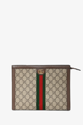 Gucci Brown Canvas Leather GG 'Ophidia' Clutch