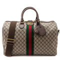 Gucci Brown Monogram GG Supreme Canvas Web Ophidia Medium Duffle Bag