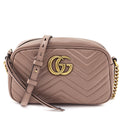 Gucci Porcelain Rose Calfskin Matelasse Small GG Marmont Chain Shoulder Bag