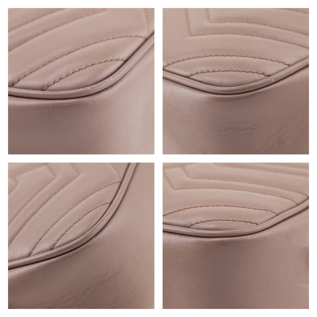 Gucci Porcelain Rose Calfskin Matelasse Small GG Marmont Chain Shoulder Bag