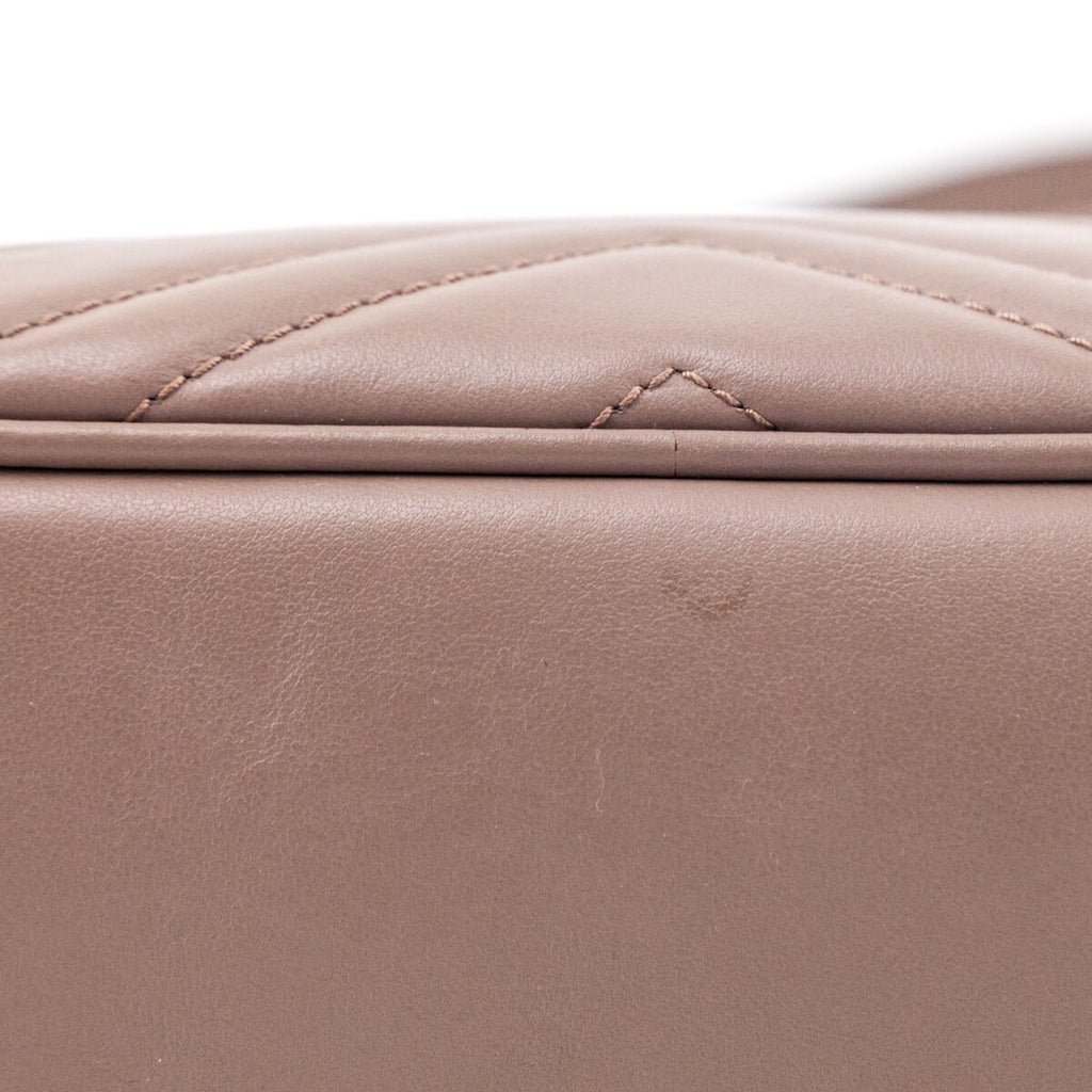 Gucci Porcelain Rose Calfskin Matelasse Small GG Marmont Chain Shoulder Bag