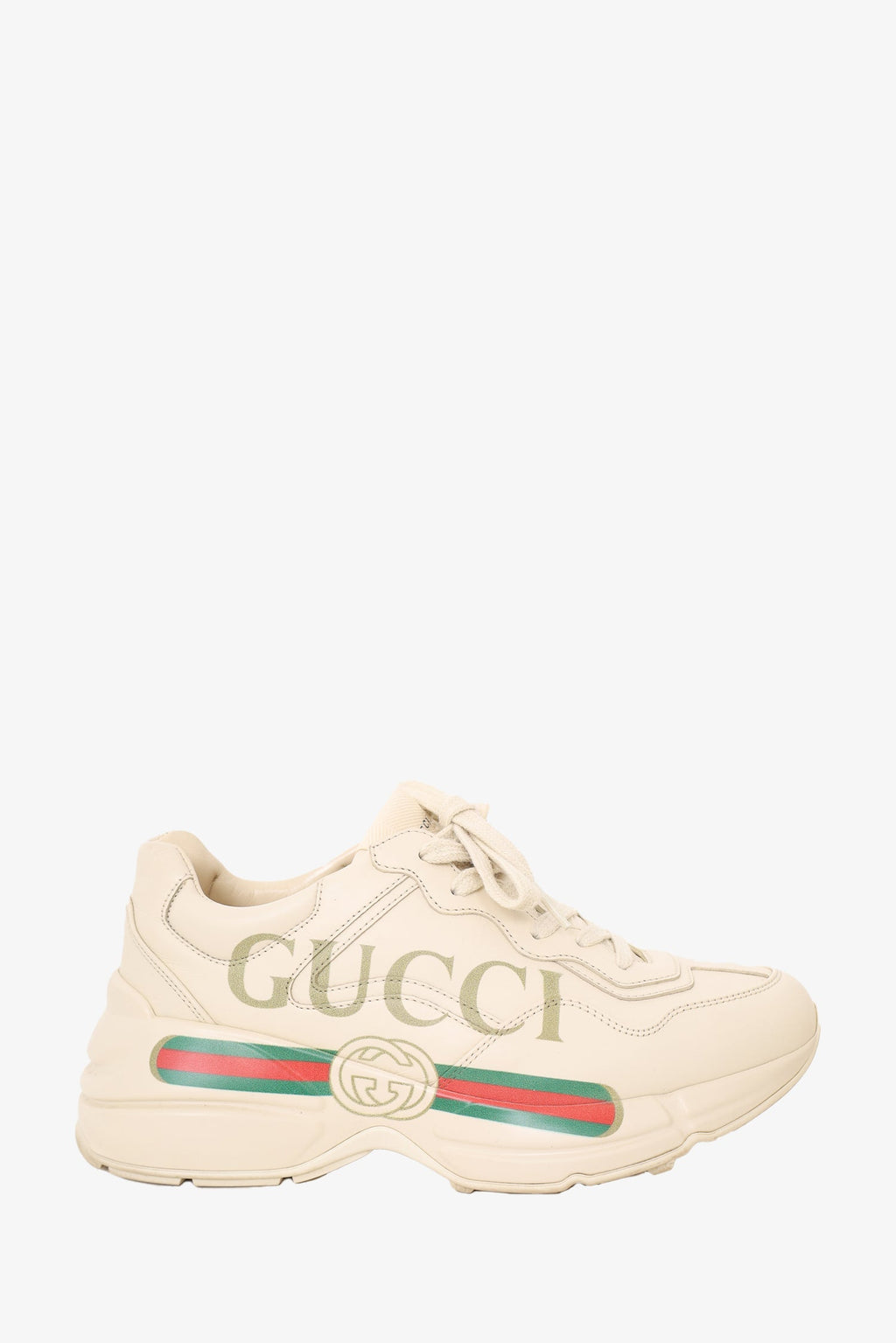 Gucci White Leather Rhyton Logo Sneaker Size 37