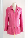 Chanel Vintage Spring/Summer 1995 Pink Barbie Gold Zip Tweed 95P Jacket
