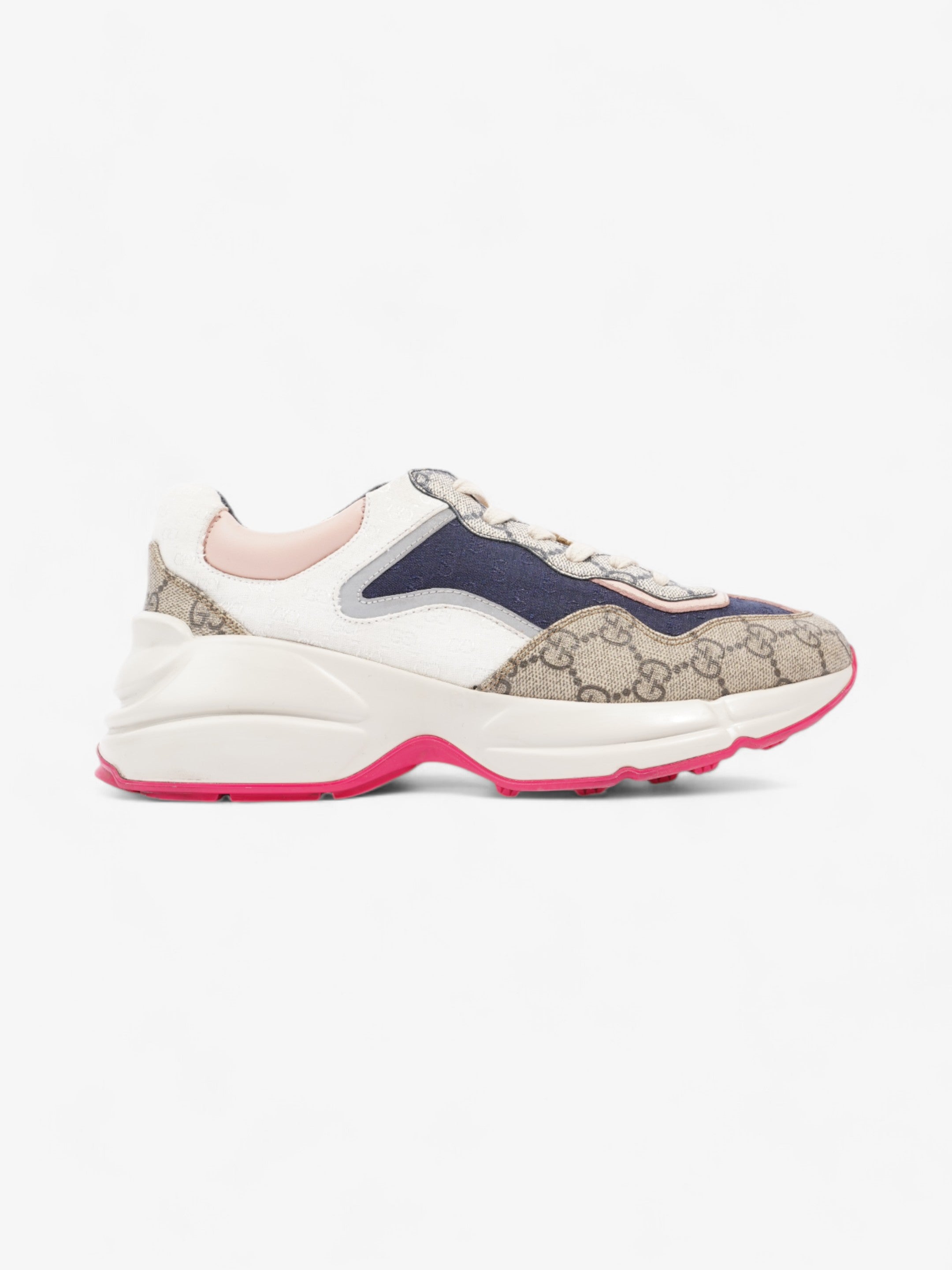 Gucci GG Rhyton Beige / White / Pink Canvas EU 37.5 UK 4.5