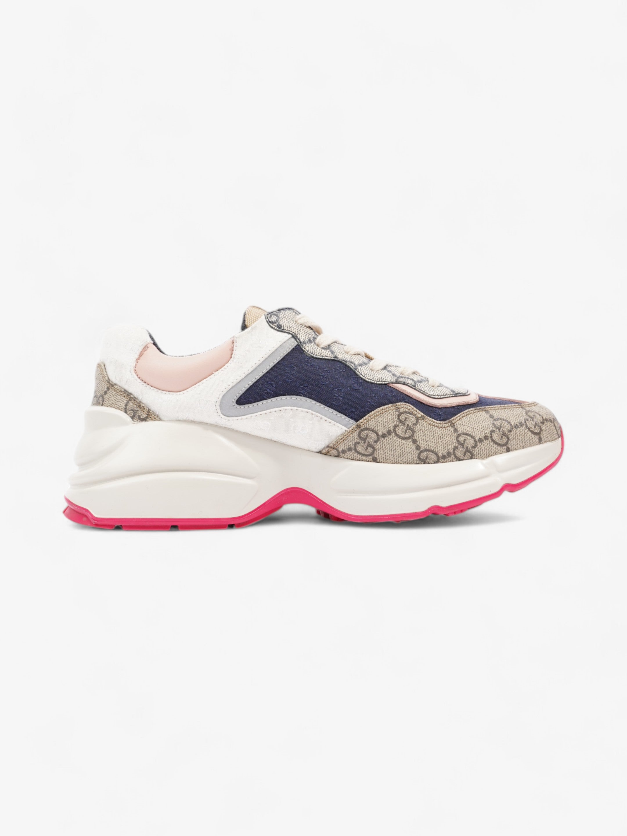 Gucci GG Rhyton Beige / White / Pink Canvas EU 37.5 UK 4.5