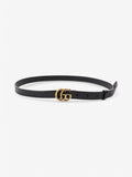 Gucci GG Marmont Thin Belt Black / Gold Leather 105cm / 42"