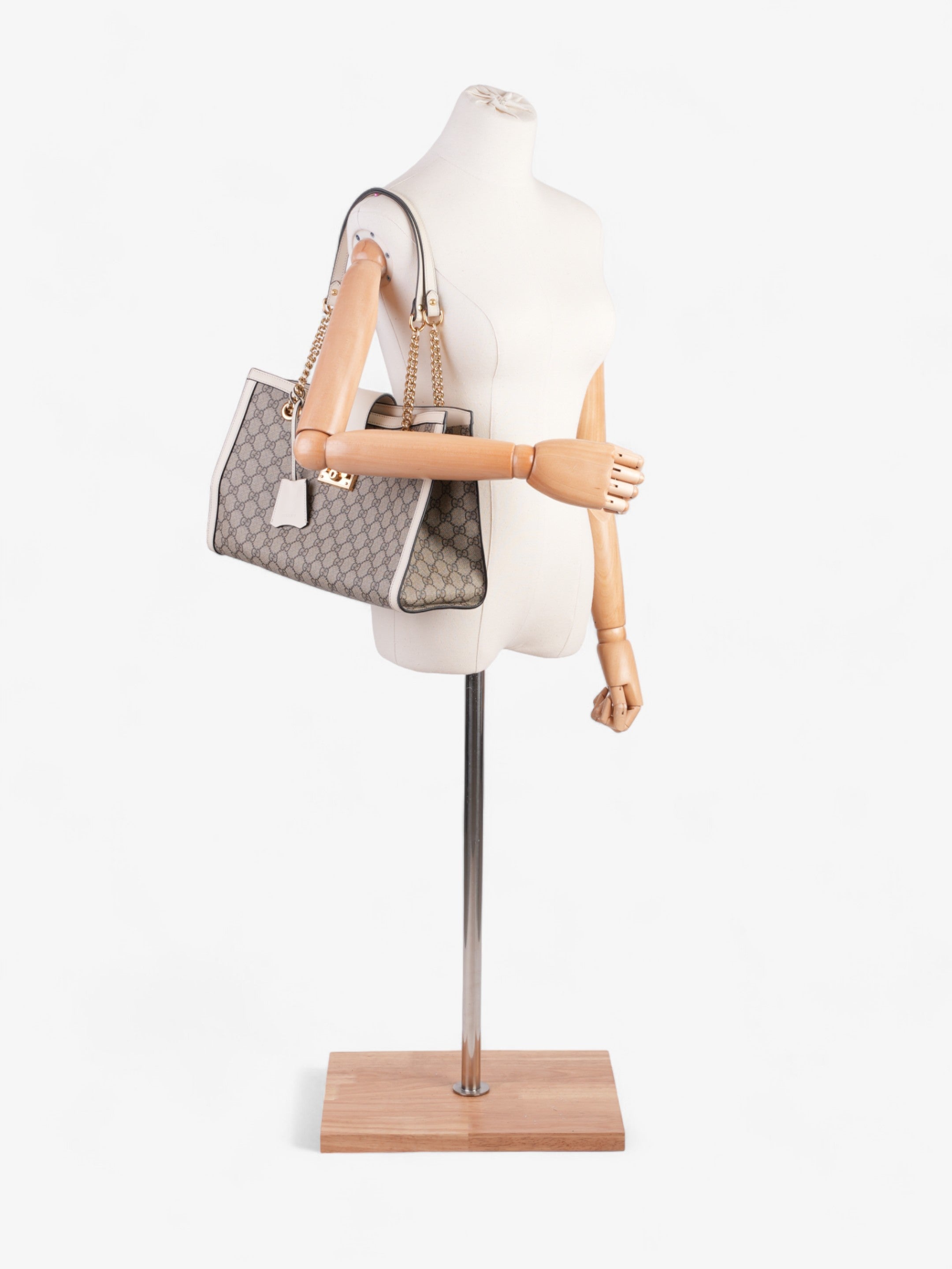 Gucci Padlock Beige And Ebony GG Supreme / Cream Coated Canvas Small