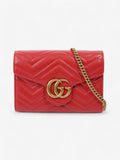 Gucci GG Marmont Chain Wallet Red Calfskin Leather 58