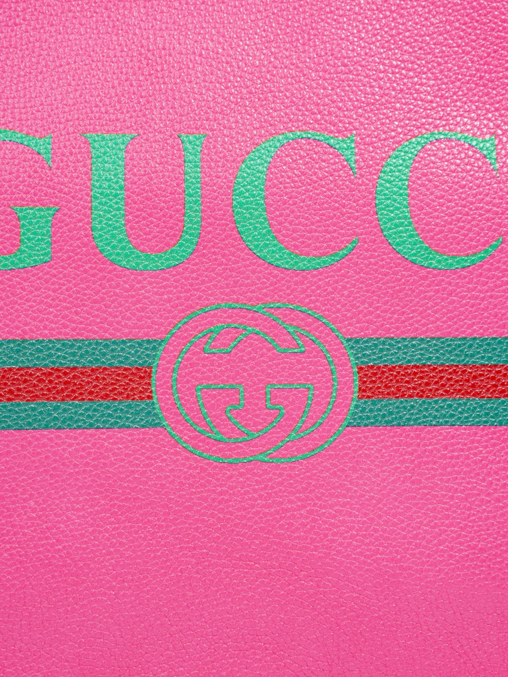 Gucci Vintage Logo Clutch Neon Pink / Green / Red Grained Leather