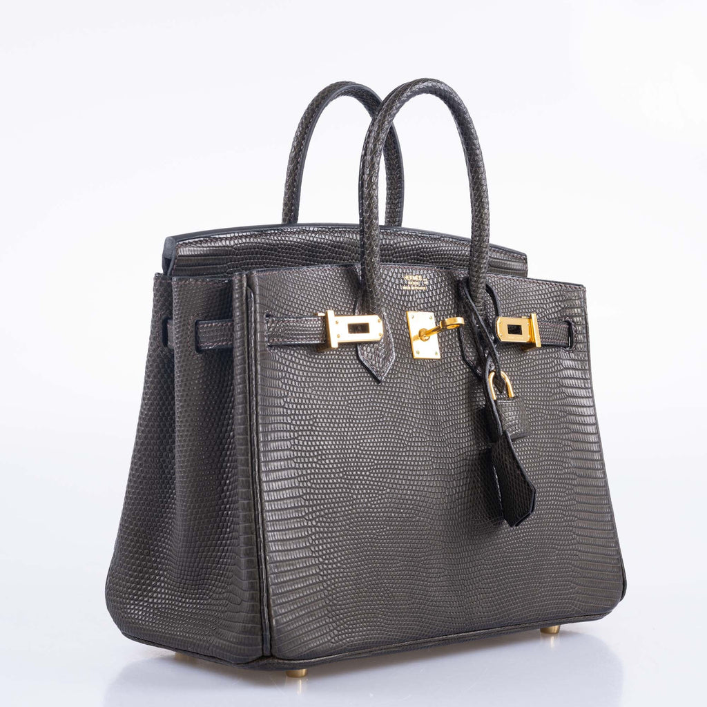 Hermès Birkin 25 Ebene Matte Salvator Lizard Gold Hardware