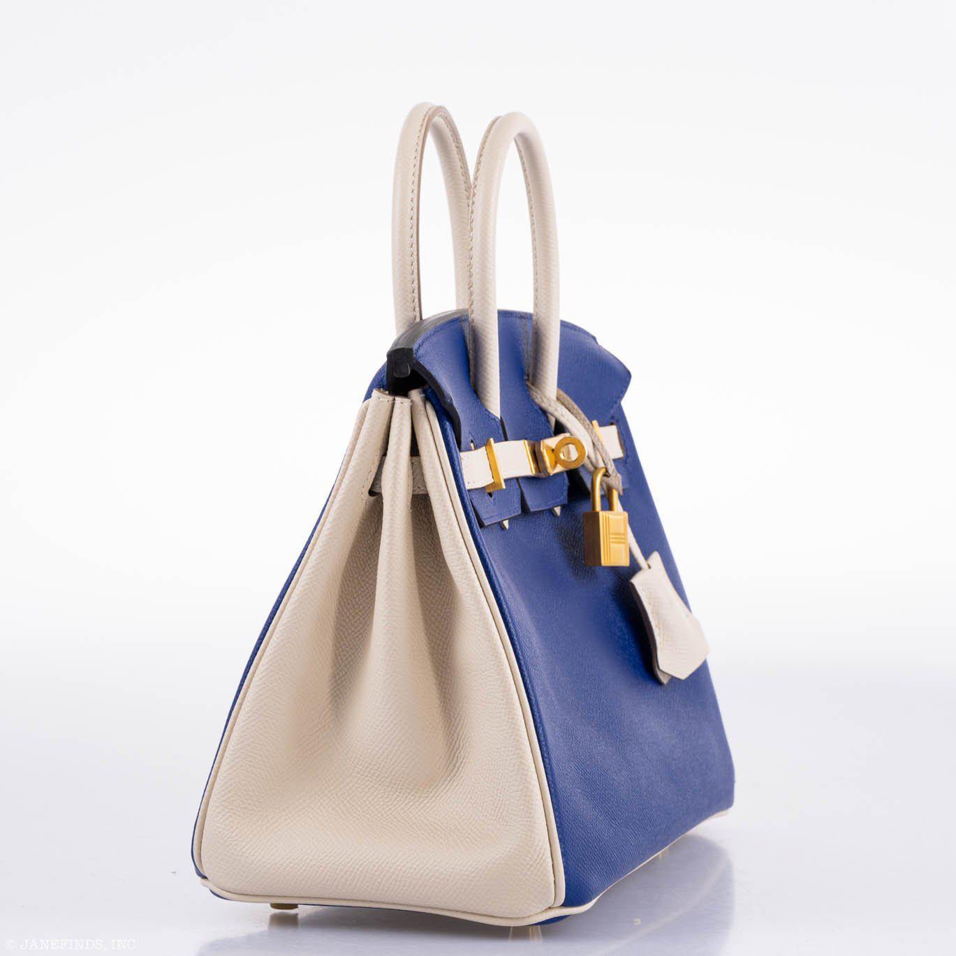 Hermès Birkin 25 HSS Bi-Color Blue Electrique & Craie Epsom Brushed Gold Hardware