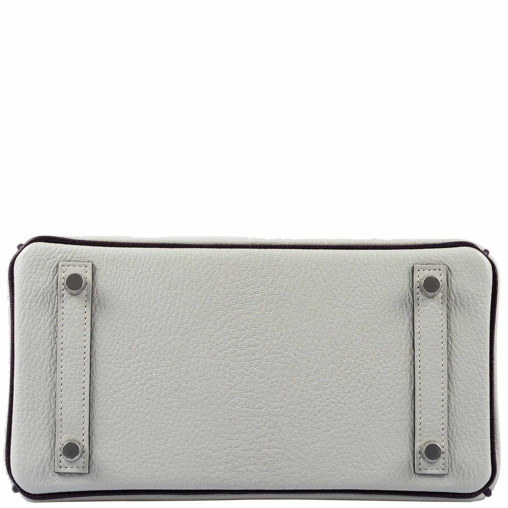 Hermès Birkin 25 HSS Bi-Color Gris Perle and Raisin Chevre Brushed Palladium Hardware - Special Edition