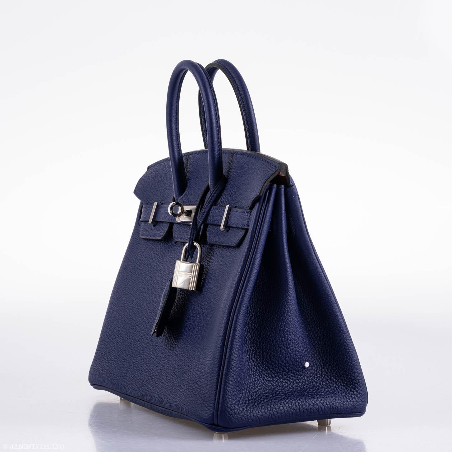 Hermès Birkin 25 Verso Blue Encre Togo & Orange H with Palladium Hardware - 2020, Y