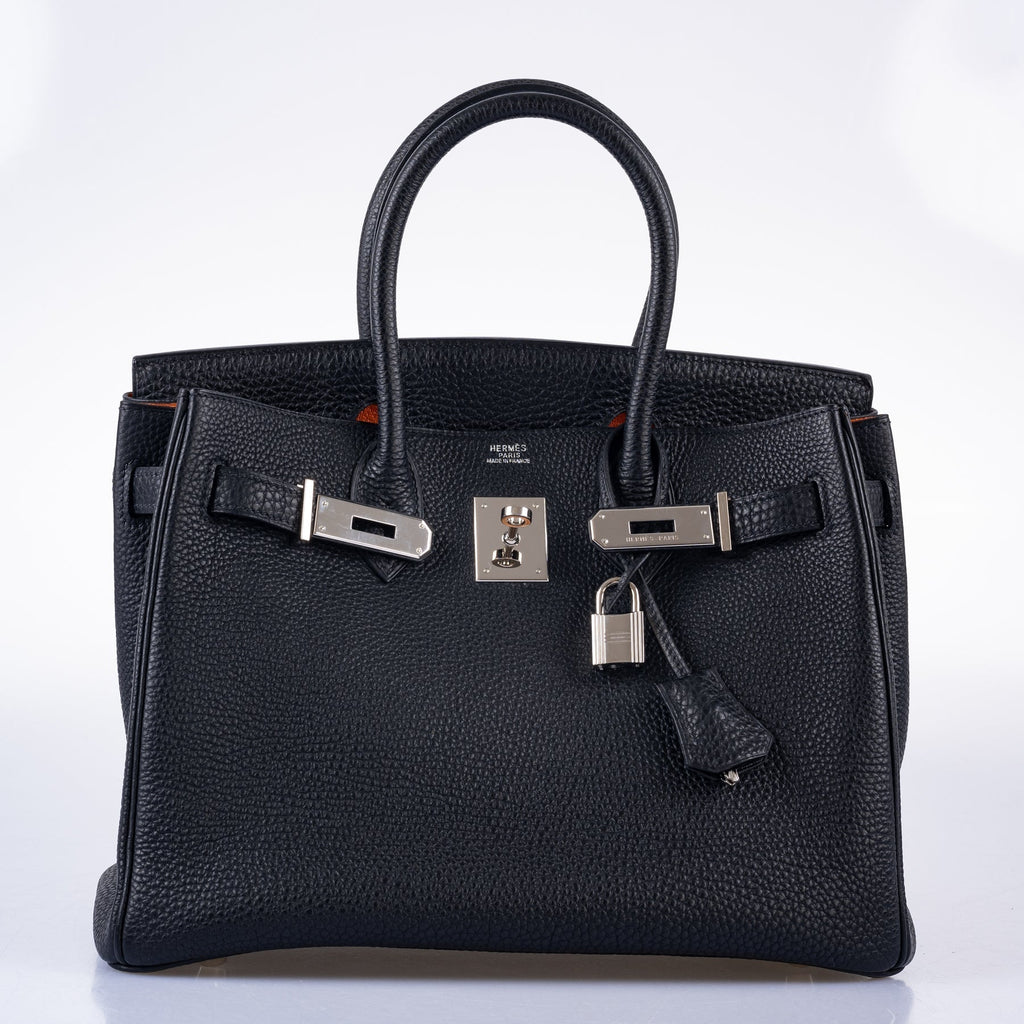 Hermès Birkin 30 Black Togo and Orange H Palladium Hardware