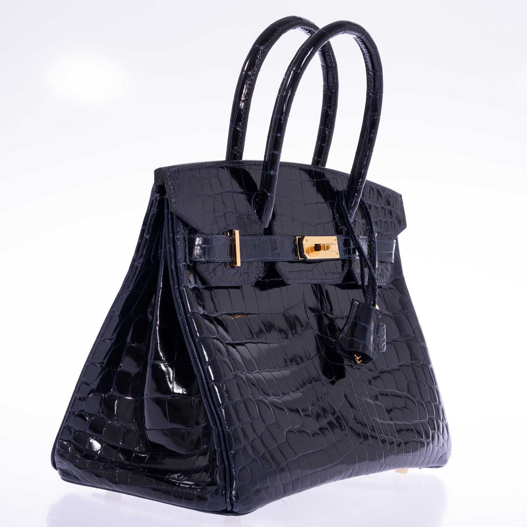 Hermès Birkin 30 Bleu Marine Shiny Niloticus Crocodile Gold Hardware