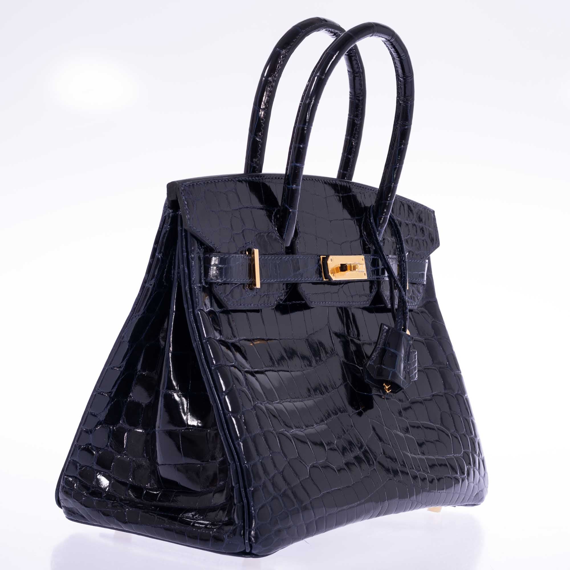 Hermès Birkin 30 Bleu Marine Shiny Niloticus Crocodile Gold Hardware