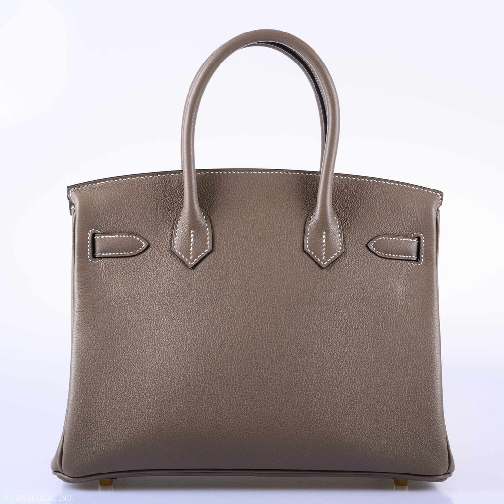 Hermès Birkin 30 Etoupe Taurillon Novillo Gold Hardware - 2019, D