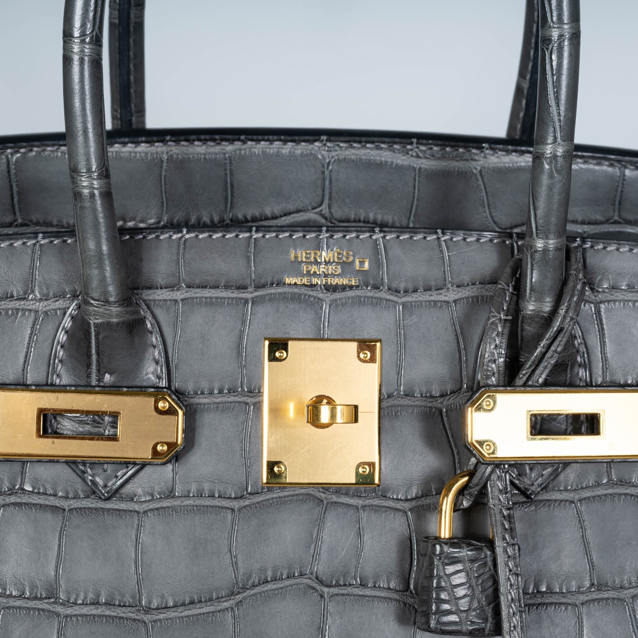 Hermès Birkin 30 Graphite Matte Alligator Gold Hardware
