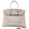 Hermès Birkin 30 Gris Cendre Himalaya Niloticus Crocodile 18K White Gold & Diamond Hardware