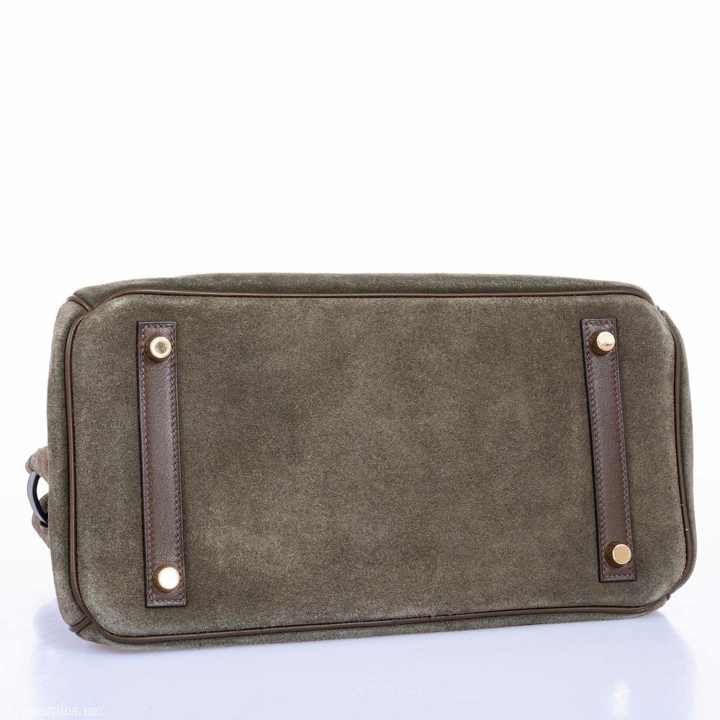 Hermès Birkin 30 Grizzly Vert de Gris Suede & Veau Swift Permabrass Hardware - Special Edition
