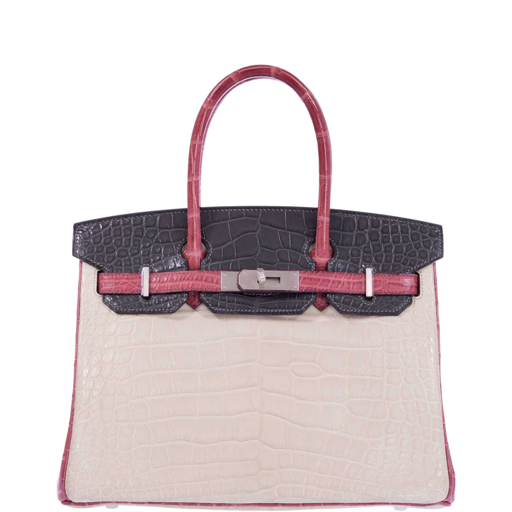 Hermès Birkin 30 HSS Tri-Color Beton, Gray Paris, Boise de Rose Alligator Brushed Palladium Hardware