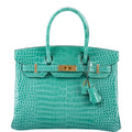 Hermès Birkin 30 Vert Jade Shiny Porosus Crocodile Gold Hardware