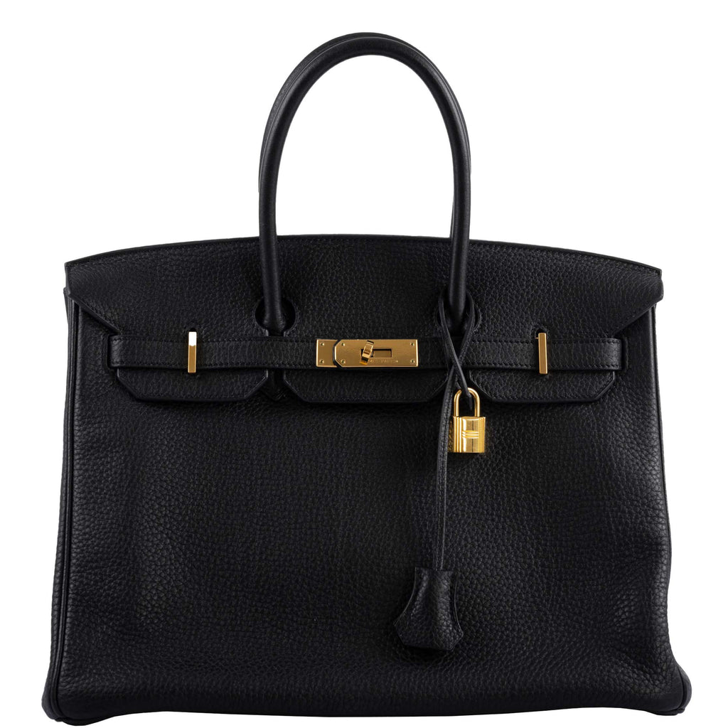 Hermès Birkin 35 Black Clemence Leather Gold Hardware - Square N