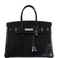 Hermès Birkin 35 Black Shiny Porosus Crocodile with Palladium Hardware