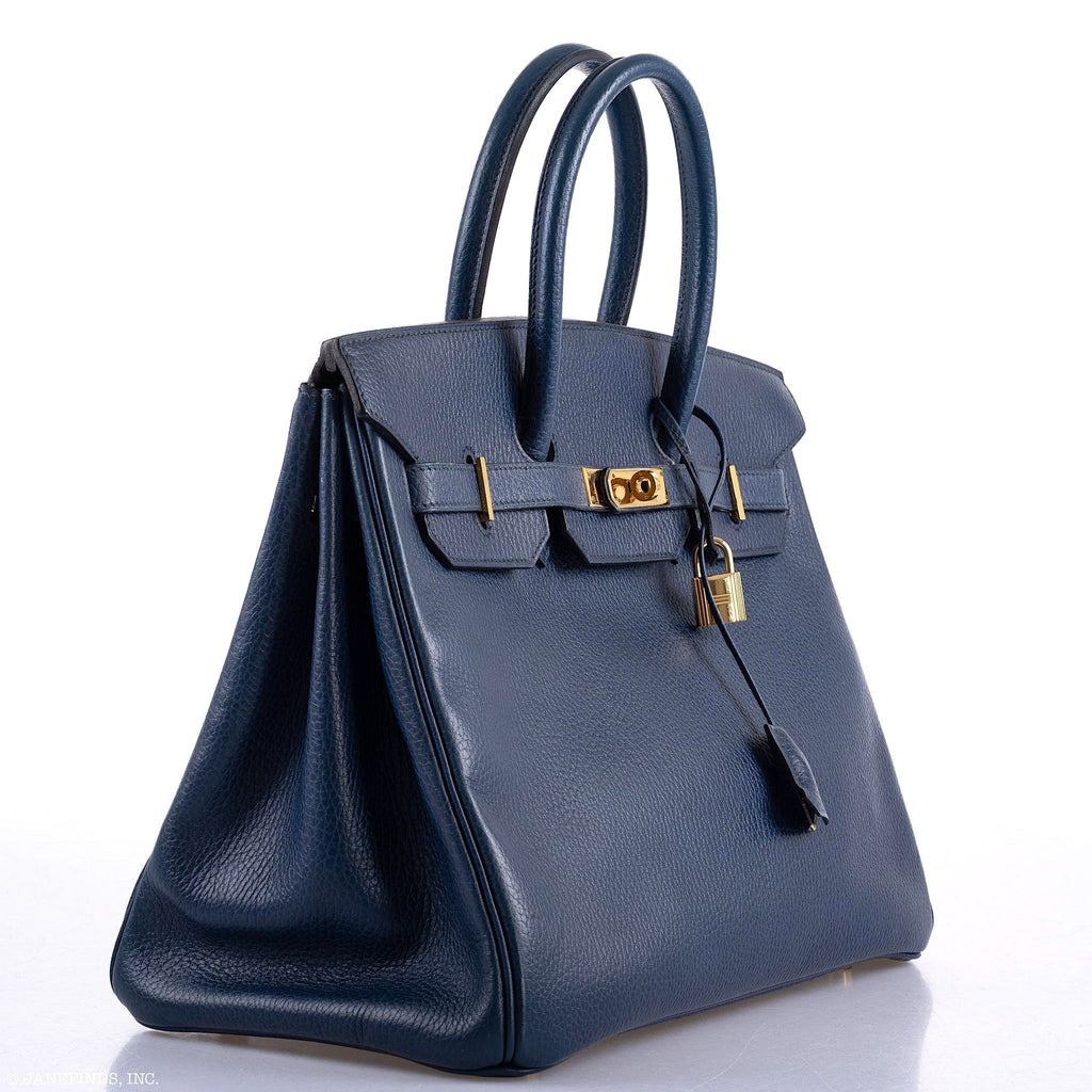 Hermès Birkin 35 Blue Saphire Ardennes leather Gold Hardware - Z Circle