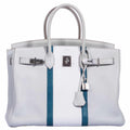 Hermès Birkin 35 Club Gris Perle Mykonos Lizard White Clemence Palladium Hardware