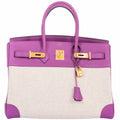 Hermès Birkin 35 Cyclamen Toile And Epsom Gold Hardware * Rare