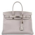 Hermès Birkin 35 Gris Perle Tadelakt Palladium Guilloche Hardware
