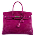 Hermès Birkin 35 Rose Scheherazade Shiny Porosus Crocodile Palladium Hardware