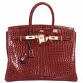 Hermès Birkin 35 Rouge H Shiny Porosus Crocodile Gold Hardware