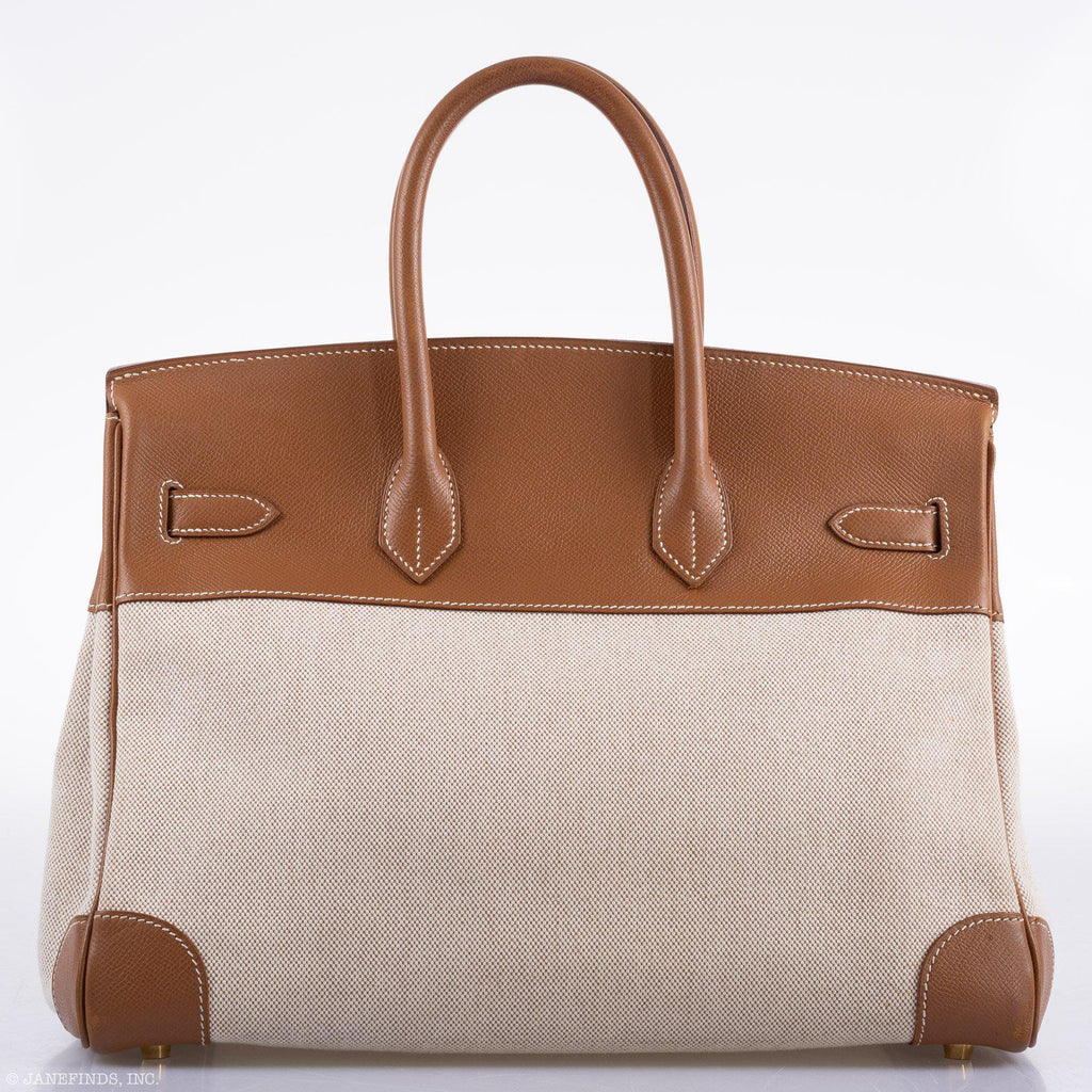 Hermès Birkin 35 Toile & Gold Epsom Gold Hardware