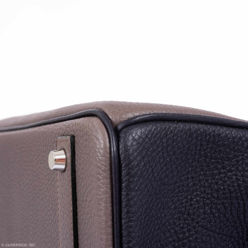 Hermès Birkin 40 HSS Etain Vert Fonce And Black Togo Palladium Hardware