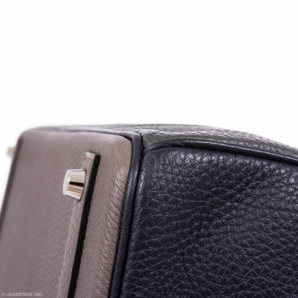 Hermès Birkin 40 HSS Etain Vert Fonce And Black Togo Palladium Hardware