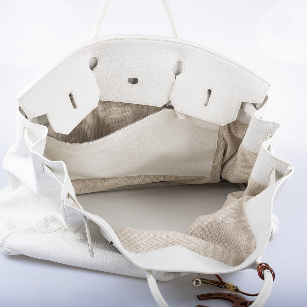 Hermès Birkin 55 White Togo Palladium Hardware Travel Bag