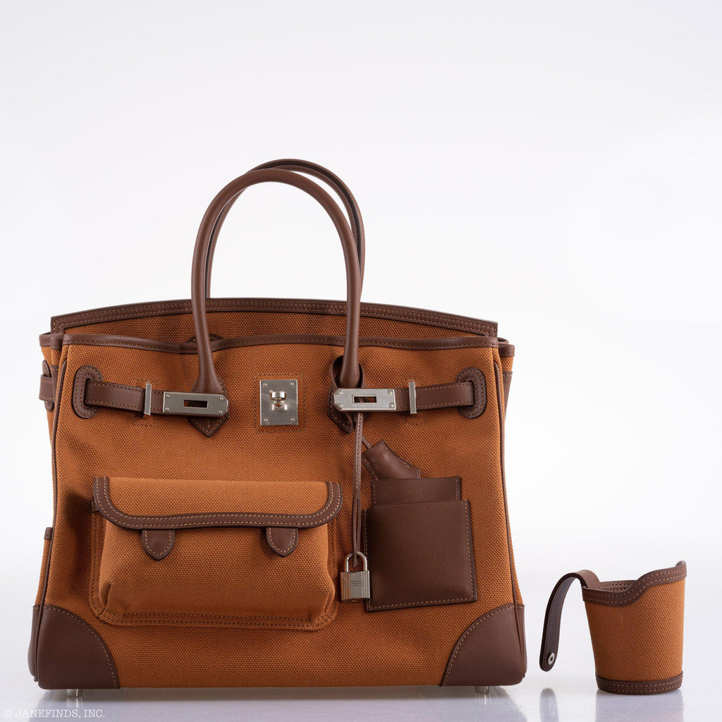 Hermès Birkin Cargo 35 Marron d’Inde Swift & Gold Canvas Palladium Hardware - 2020, Y