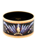 HERMÈS ENAMEL & 18K GOLD PLATED BRAZIL WIDE BANGLE BRACELET