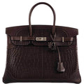 Hermès Ghillies Birkin 35 Matte Ebene Alligator & Swift with Palladium Hardware - 2016, X