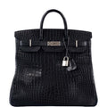 Hermès HAC Birkin 40 Black Matte Porosus Crocodile Palladium Hardware
