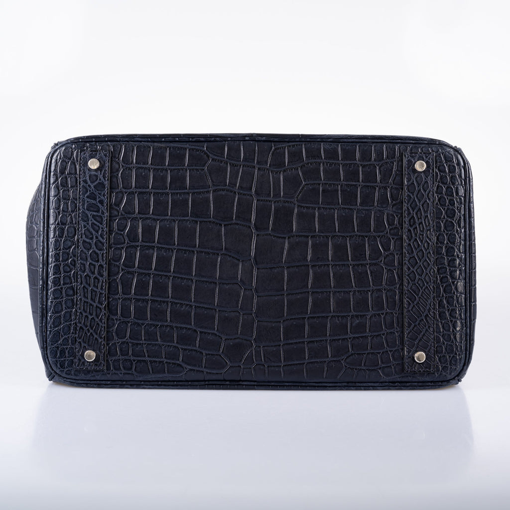 Hermès HAC Birkin 40 Blue Marine Matte Porosus Crocodile Palladium Hardware - 2018, C