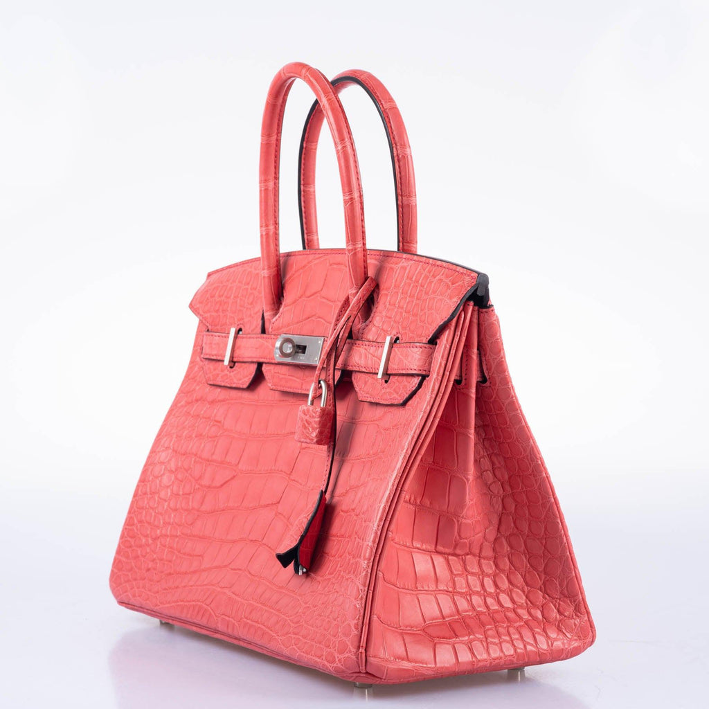 Hermès HSS Birkin 30 Bougenville Matte Alligator & Blue Marine Interior with Brushed Palladium Hardware