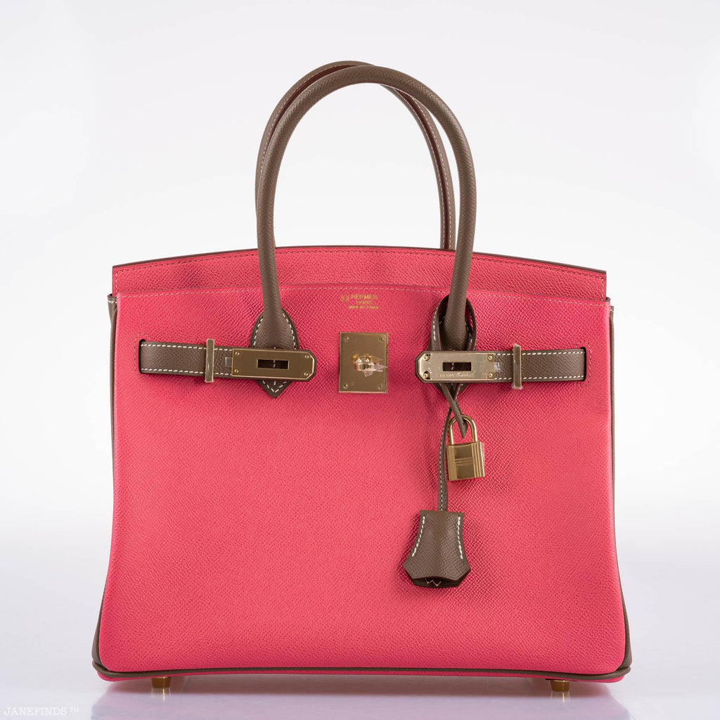 Hermès HSS Birkin 30 Rose Azalee & Etoupe Epsom with Permabrass Hardware - 2017, A